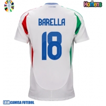 Camisa de Futebol Itália Nicolo Barella #18 Equipamento Secundário Europeu 2024 Manga Curta